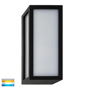 Jasper 12W CCT LED Rectangle IP54 Exterior Wall Light - Black