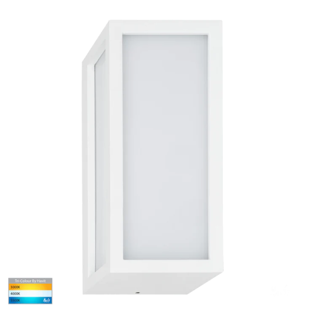 Jasper 12W CCT LED Rectangle IP54 Exterior Wall Light - White