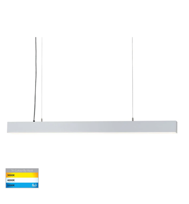 Proline 3000mm White Aluminium Dimmable Pendant 138w SMD 5500k