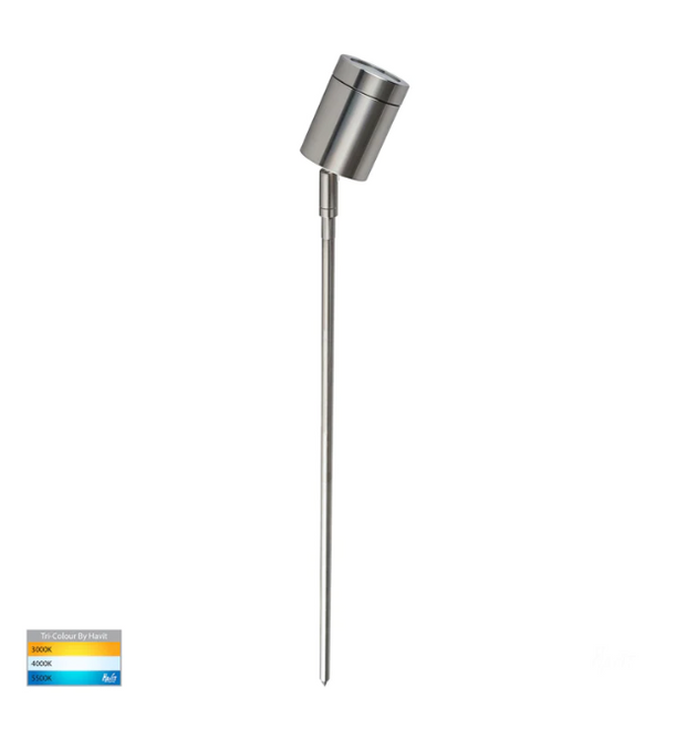 HV1401T 12V 5W Tri Colour Stainless Steel 316 Garden Spike Light