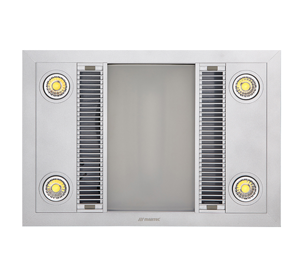 Linear 3 in 1 Bathroom Heater with Exhaust Fan and LED Lights - Silver