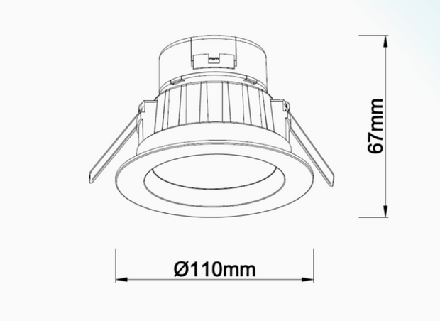 Roystar 9W Recessed Face LED Downlight TRI Colour - White