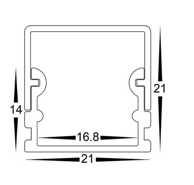 HV9693-2114 Aluminium Shallow Square w diffuser 3m length