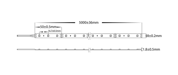 HV9723-IP20-60-B 4.8W p/m 12vdc IP20 LED BLUE Strip