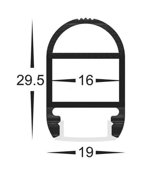 Wardrobe Aluminium Profile with Standard Diffuser per metre Supplied with 2x mounting clips per metre + 2x end caps per length