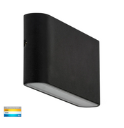 HV3643T-BLK - Lisse Black Fixed Down TRI Colour LED Wall Light 240V