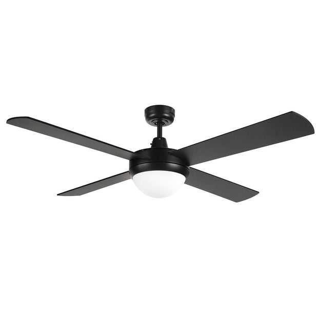 Contemporary 52" Black Ceiling Fan With Light
