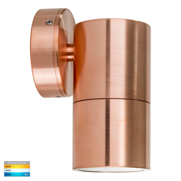 Tivah Single Fixed Wall Pillar Light Solid Copper with 9in1 CCT GU10