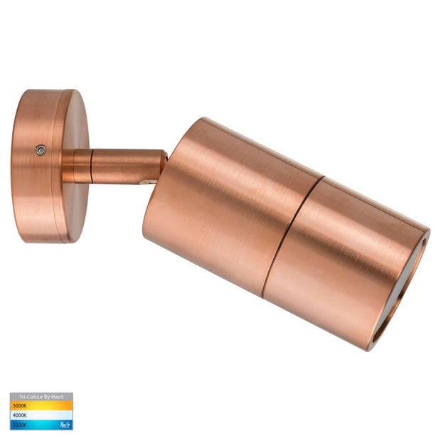 Tivah Single Adjustable Wall Pillar Light Solid Copper with 5w CCT GU10