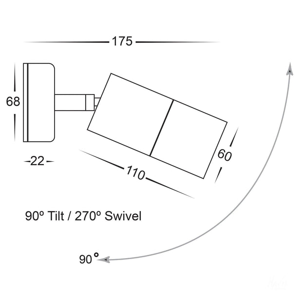 HV1217 Tivah Single Adjustable Wall Light GU10 240v Solid Copper - Lighting Superstore