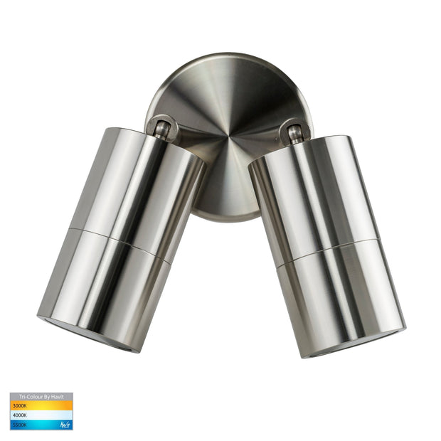 Tivah 12v Double Adjustable Wall Pillar Light 316 Stainless Steel with 5w CCT MR16