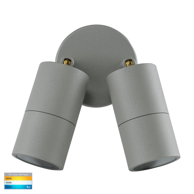 Tivah Double Adjustable Wall Pillar Light Silver with 9in1 CCT GU10