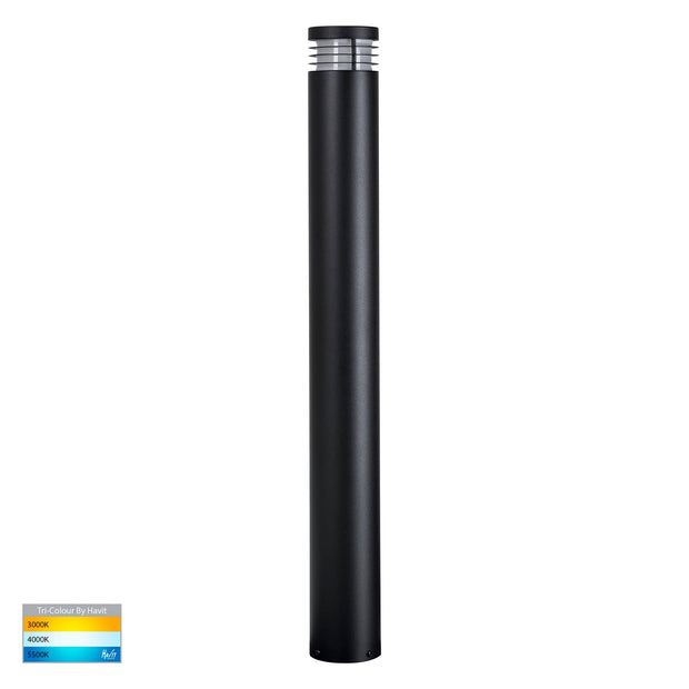 Maxi 240v Bollard Light Frosted Diffuser Black - 900mm with 9w CCT E27