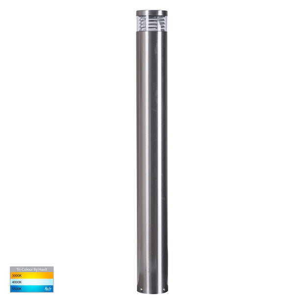 Maxi 240v Louvred Bollard Light 316 Stainless Steel - 900mm with 9w CCT E27