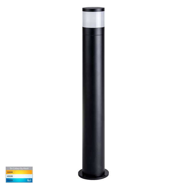 Black 240v Highlite Bollard - 464mm with 12w Built-In CCT LED