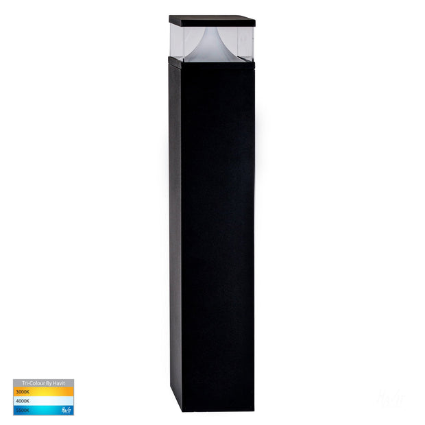 Divad 24v Black Square Bollard - 600mm with 12w Built-In CCT LED