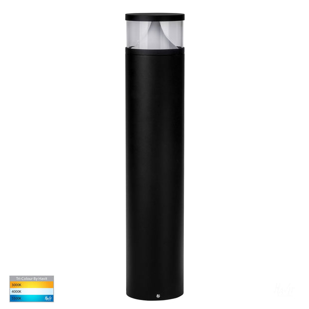 Divad 24v Black Round Bollard - 600mm with 12w Built-In CCT LED