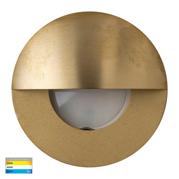 Ollo 5W 3CCT LED 12V Recessed Round Wall / Step Light with Eyelid Brass
