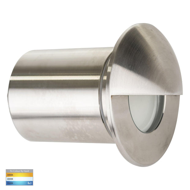 HV19012-SS Ollo step light eyelid tri-colour recessed 316 Stainless Steel - Lighting Superstore