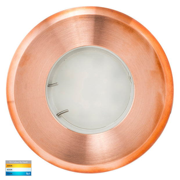 Ollo Recessed Round Wall/Step Light Copper Face 5w MR16 TRI 12v
