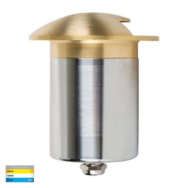 Viale 5W 3CCT LED 12V Single In-ground Path / Driveway Light Round 316 Stainless Steel + Brass