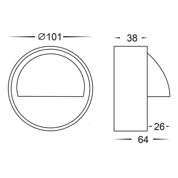 HV2909C Pinta Surface Mounted 2.3w 5500K 12v Step Light with Large Eyelid 316 Stainless Steel