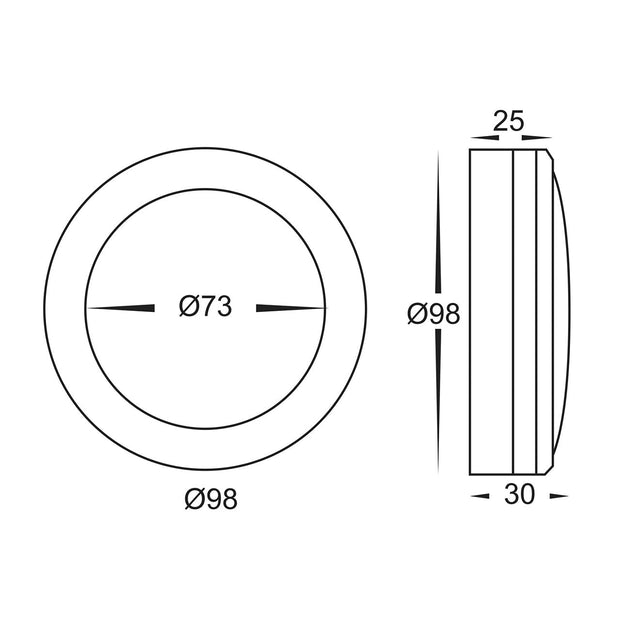 HV2960W-TTM-12V Nava Surface Mounted 5w 3000K 12v Step Light Open Face Titanium Aluminium