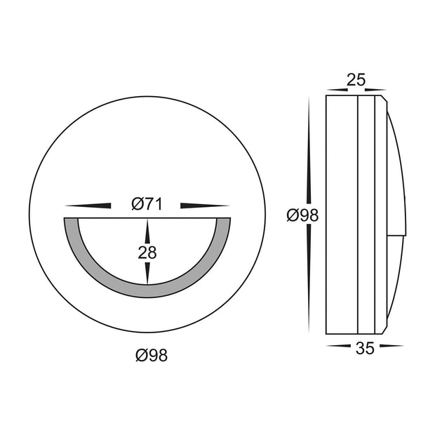 HV2961W-TTM-12V Nava Surface Mounted 5w 3000K 12v Step Light with Eyelid Titanium Aluminium