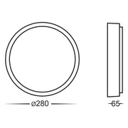 280mm Round Poly Powder Coated Black Oyster Light 20w Tri Colour