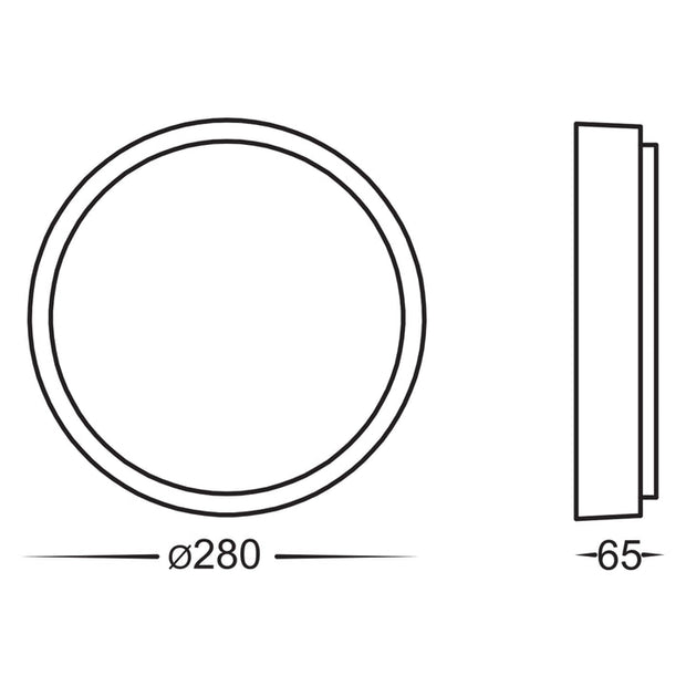 280mm Round White Oyster Light 20w Tri Color