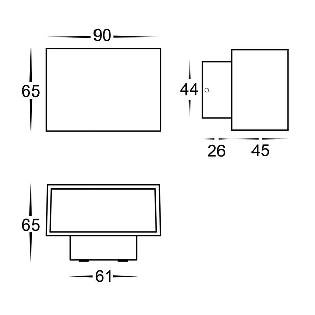 Mini Blokk Mini Up and Down Square Wall Light White 2 x 3w Built-in LED 5500k