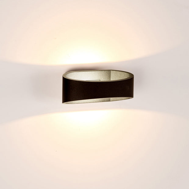 Luxe Oval Tapered Wall Mounted Light Poly Powder Coated Black 9w Cob Tri Colour
