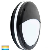 HV3671T-BLK Stor 30w Built-in LED Tri Colour Round Poly Powder Coated Black Bunker Light With Eyelid