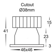 Niche Mini square 3w 4000K Downlight Black 38mm Cutout