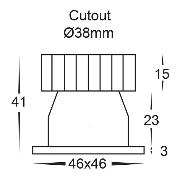 Niche Mini square 3w 4000K Downlight Black 38mm Cutout