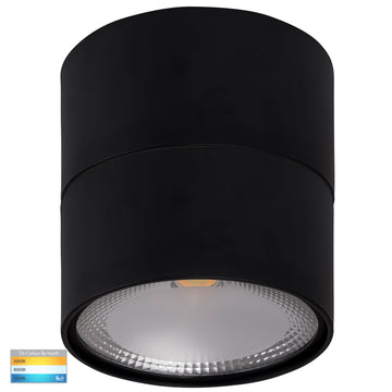 Nella Black Surface Mounted Round Downlight C/W Extension 18w COB TRI Colour