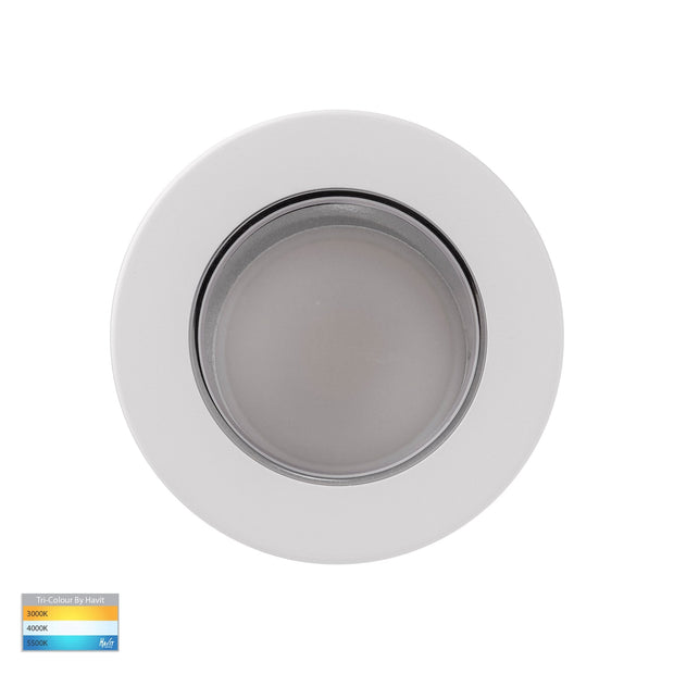 Lexan White Surface Mounted Round Polycarb Downlight 9in1 GU10 TRI Colour