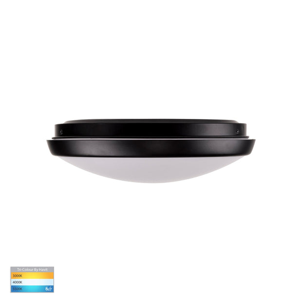 Ostron 12w CCT LED Dimmable 250mm Oyster Light Black