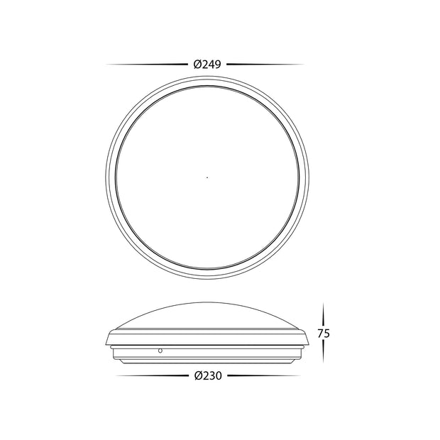 Ostron 12w CCT LED Dimmable 250mm Oyster Light Black