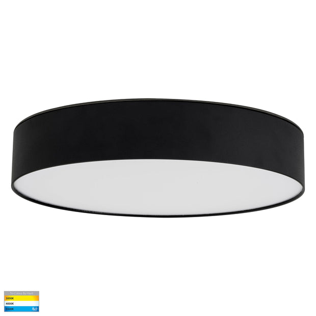 NELLA Black 320mm Surface Mounted Round Oyster Light 30w SMD TRI Colour