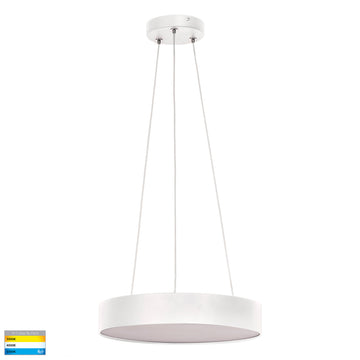 NELLA White 320mm Surface Mounted Round Pendant Light 30w SMD TRI Colour