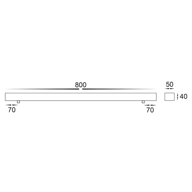 800mm Surface Mounted Rectangular 2 Light Canopy White