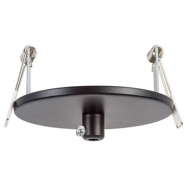 100mm Recessed Round Single Canopy Black 90mm cutout