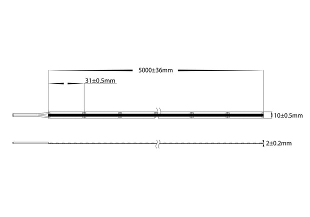 10W 12v 3000K Warm White COB Strip Lighting - IP20 / Metre