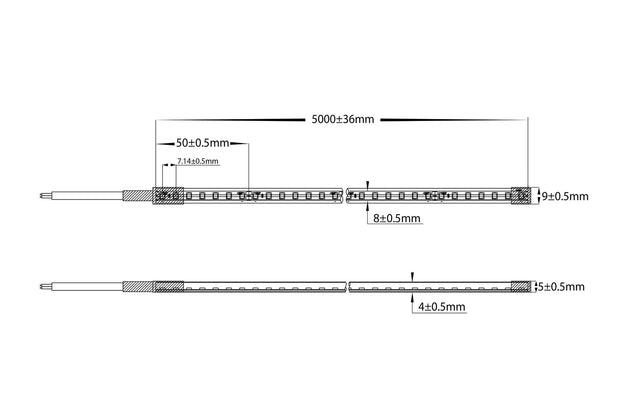 HV9791-IP67-140-5K HaviFlex 9.6w 24v 5000K Daylight IP67 Flexible 8mm LED Strip - Per Metre