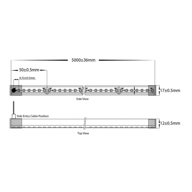 HV9795-IP67-200-3K HaviFlex 14.4w 24v 3000K Warm White IP67 Flexible 17mm LED Strip - Per Metre