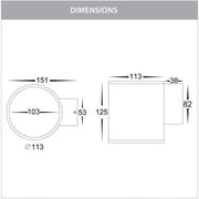 Porter 15w CCT LED IP54 Fixed Down Wall Light - Black