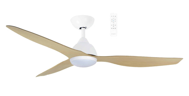 Avoca 48 3 Blade DC Smart Ceiling Fan with Dim 20w CCT LED Light White/Oak