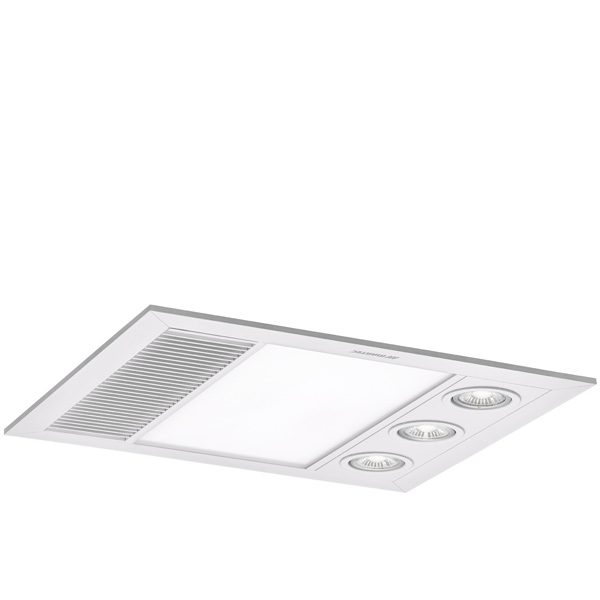 Linear Mini 3 in 1 Bathroom Heater with Exhaust Fan and LED Lights - White