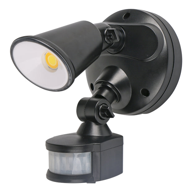 Defender - 10W Tri Colour LED Flood Light with Sensor Polycarb - Black